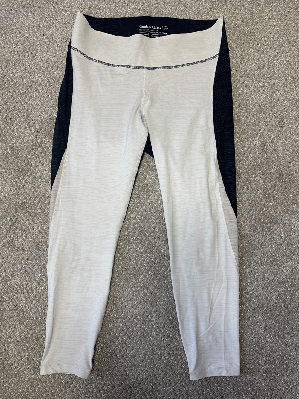 Outdoor Voices Women’s White/Black Two-Tone Leggings Sz XL